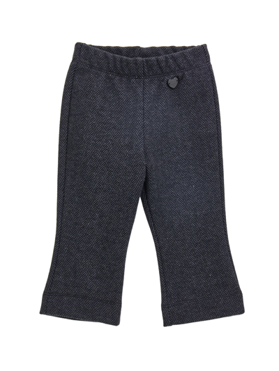 Monnalisa Milano Stitch Herringbone Trousers In Charcoal Grey