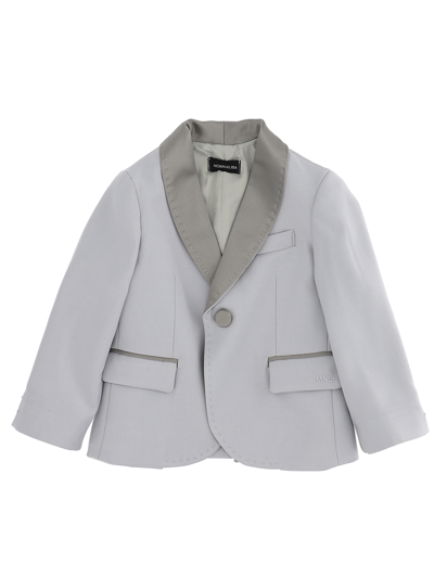 Monnalisa Kids'   Tuxedo Jacket With Shawl Collar In Grey
