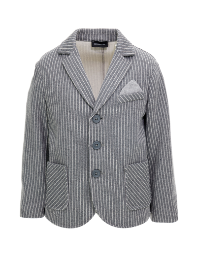 Monnalisa Kids'   Milano Stitch Pinstripe Jacket In Grey + Cream