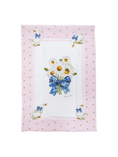 Monnalisa Crib Cover With A Daisy Print Frame In Pink