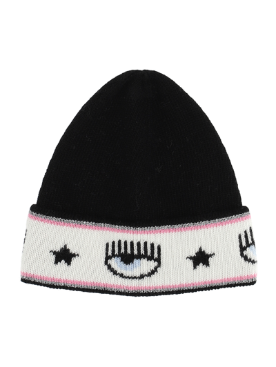 Chiara Ferragni Kids'   Maxi Logomania Hat In Black