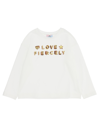 Chiara Ferragni ‘love Fiercing' Long-sleeved Jersey T-shirt In Cream