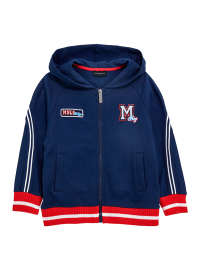 Monnalisa Kids'   Brushed Fleece With Coloured Bands In Dark Blue