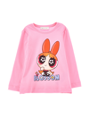 Monnalisa Powerpuff Girls Blossom Cotton T-shirt In Sachet Pink