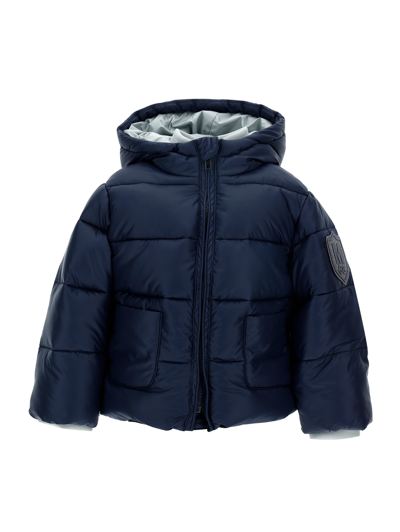 Monnalisa Kids'   Hooded Technical Down Jacket In Dark Blue