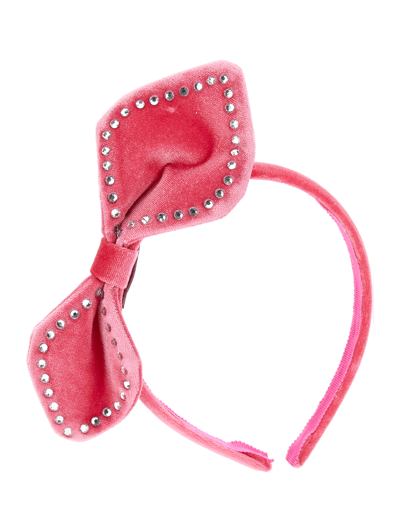 Monnalisa Velvet Headband With Bow In Sachet Pink