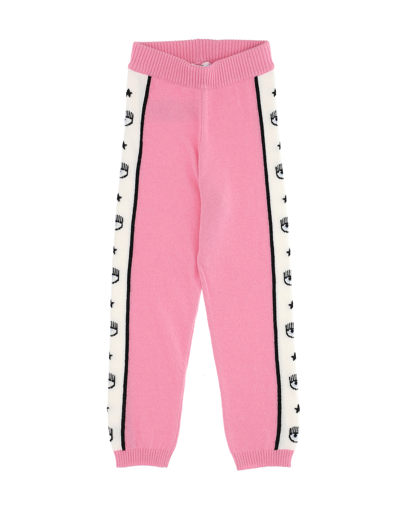 Chiara Ferragni Kids'   Maxi Logomania Knit Leggings In Sachet Pink