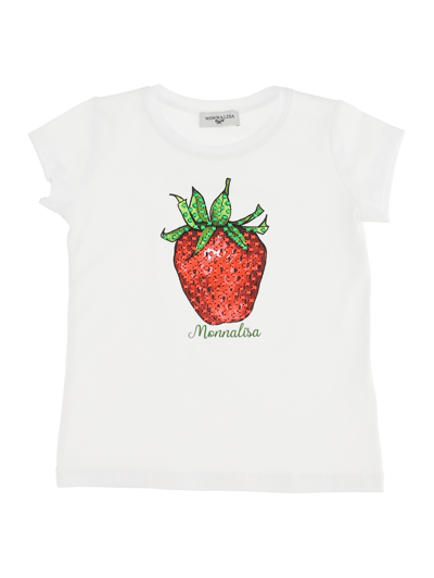 Monnalisa Strawberry Print T-shirt In White