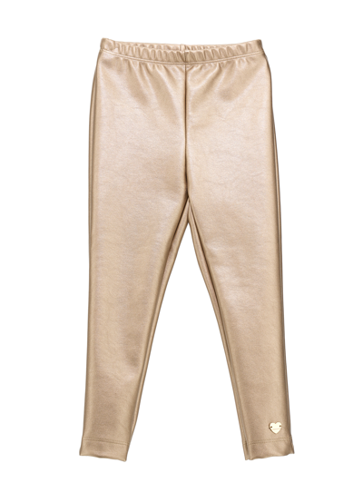 Monnalisa Coated Fabric Leggings In Gold