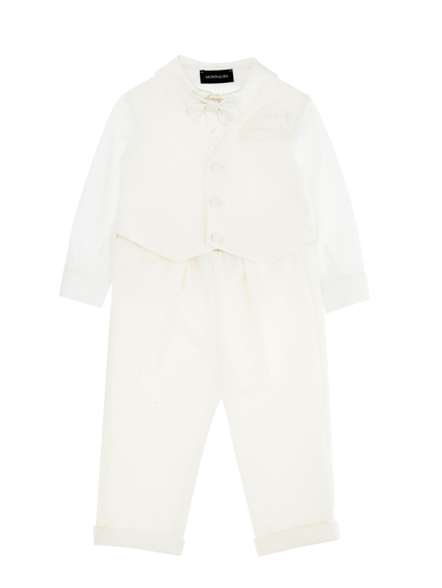 Monnalisa Kids'   Velvety Soft Ceremony Set In Cream