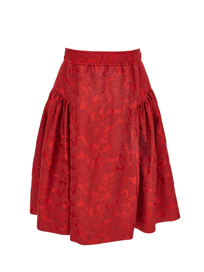 Monnalisa Kids'   Long Pink Brocade Skirt In Ruby Red