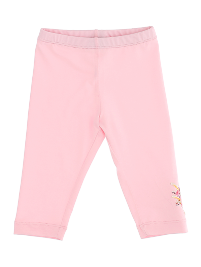 Monnalisa Floral-embroidered Leggings In Rosa Fairy Tale