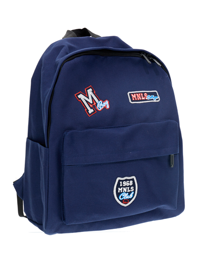 Monnalisa Canvas Backpack With Badges In Dark Blue