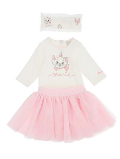 Monnalisa Two-piece Baby Girl Set In Cream + Pink