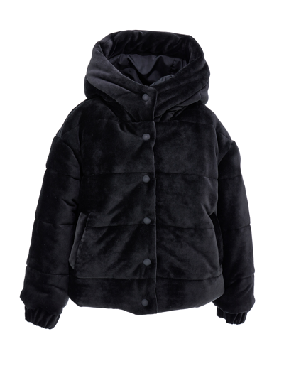 Monnalisa Quilted Chenille Down Jacket In Black