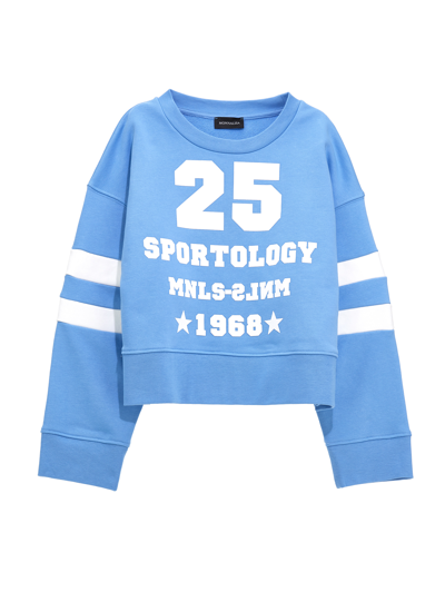 Monnalisa Sportology Zip-up Sweatshirt In Light Blue
