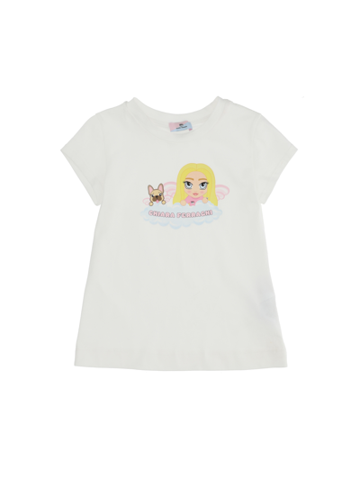 Chiara Ferragni Babies'   Cf Mascotte And Matilda Print Jersey T-shirt In Cream