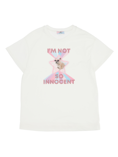 Chiara Ferragni Kids'   I'm Not So Innocent Jersey Maxi T-shirt In Cream