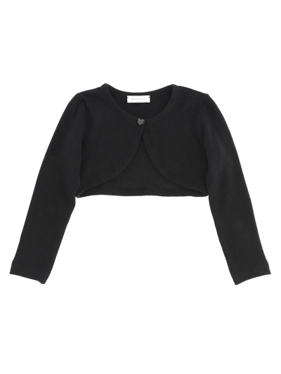 Monnalisa Kids'   Angora Wraparound Cardigan With Heart Charm In Black
