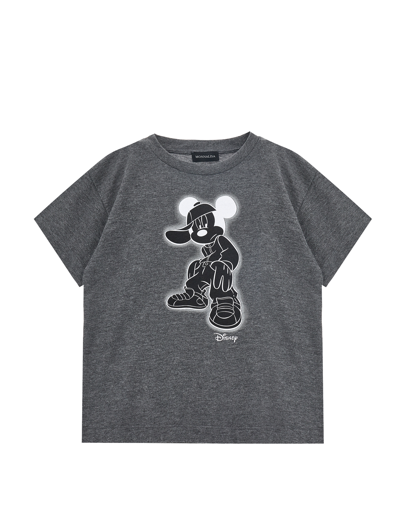 Monnalisa Kids'   Mickey Mouse Jersey T-shirt In Medium Grey