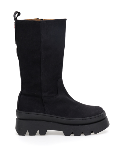 Monnalisa Nappa And Nubuck Boots In Black