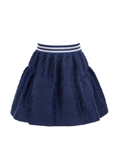 Monnalisa Quilted Lurex Skirt In Dark Blue
