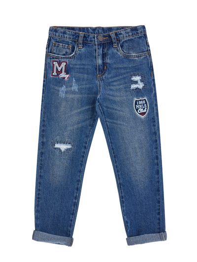 Monnalisa Used Five-pocket Jeans In Bluestone