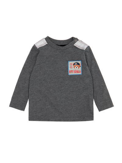Monnalisa Kids'   Long-sleeved Teddy Jersey T-shirt In Medium Grey
