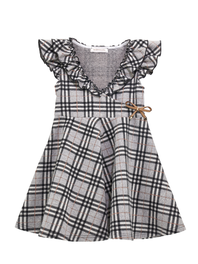 Monnalisa Kids'   Plaid Knit Sleeveless Dress In Gray