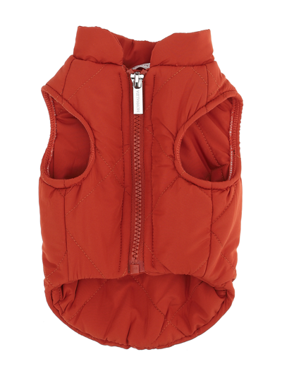 Monnalisa Kids'   Technical Fabric Dog Coat With Logo In Rusty Red