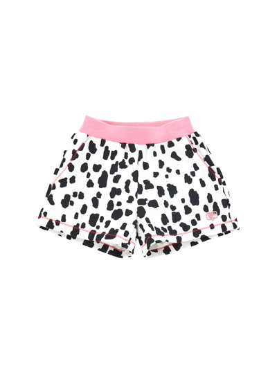 Chiara Ferragni Cf Dalmatian Jersey Shorts In Cream + Black