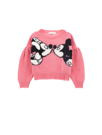 Monnalisa Wool Sweater In Sachet Pink