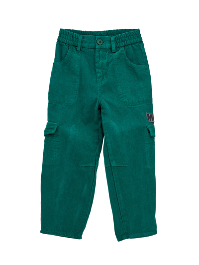 Monnalisa Gabardine Cargo Trousers In Dark Green