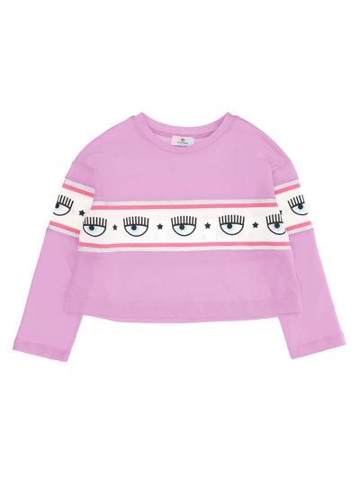Chiara Ferragni Babies'   Maxi Logomania Jersey T-shirt In Violet Tulle