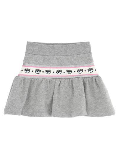 Chiara Ferragni Maxi Logomania Jersey Skirt In Grey