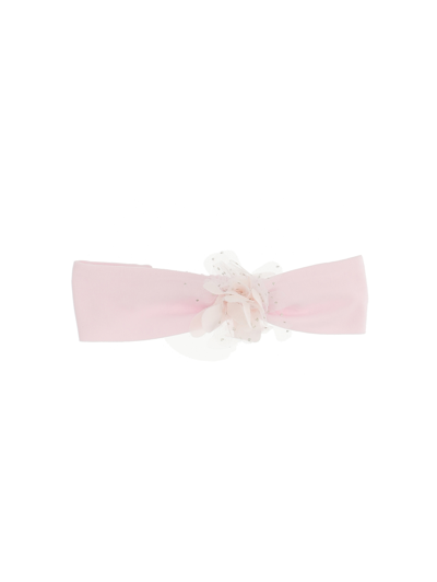 Monnalisa Kids'   Jersey Bow Headband In Dusty Pink Rose
