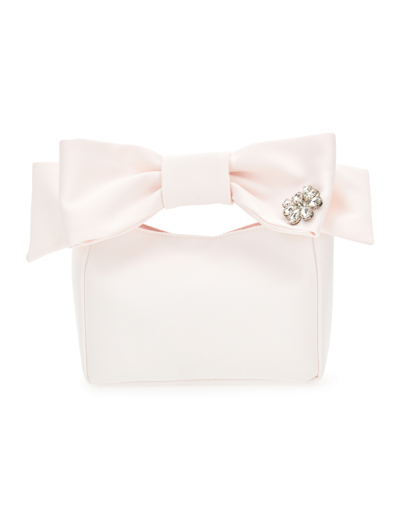 Monnalisa Maxi Bow Handbag In Pink + Cream