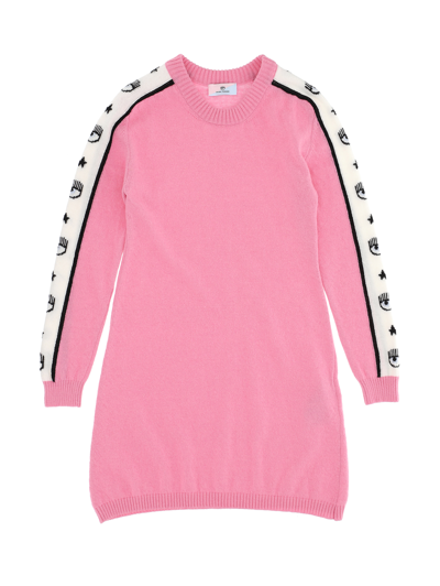 Chiara Ferragni Kids'   Logomania Knit Dress In Sachet Pink