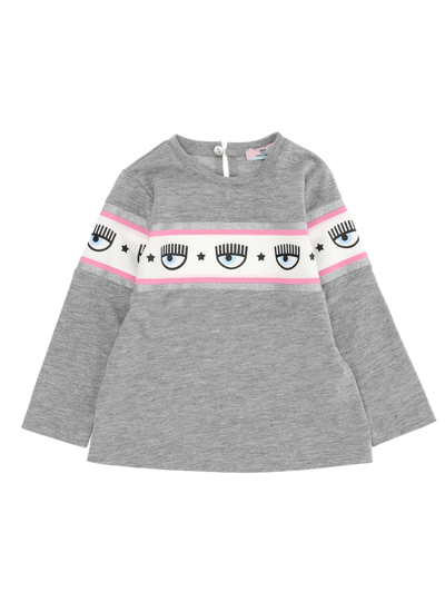 Chiara Ferragni Babies'   Maxi Logomania Jersey T-shirt In Grey