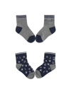 Monnalisa Baby Cotton Socks Set In Grey + Blue