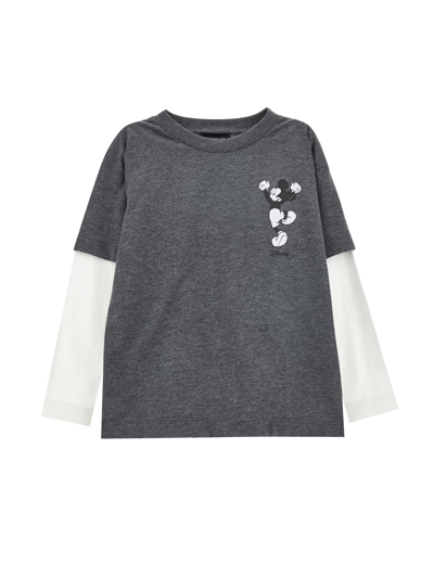 Monnalisa Kids'   Mickey Mouse Double Sleeve Jersey T-shirt In Medium Grey