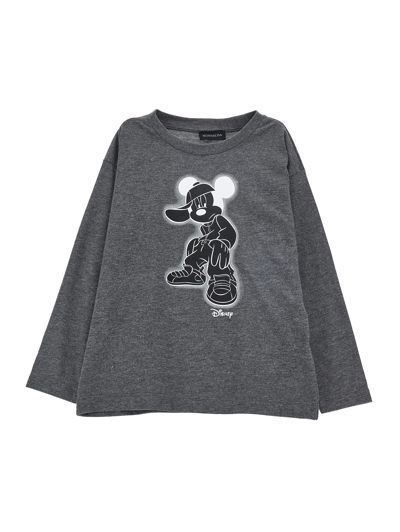 Monnalisa Kids'   Long-sleeved Mickey Mouse Jersey T-shirt In Medium Grey
