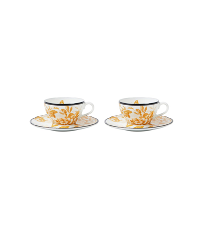 Gucci Herbarium Set Of 2 Teacups And Saucers