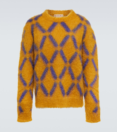 Marni Intarsia Mohair-blend Sweater In Sunflower