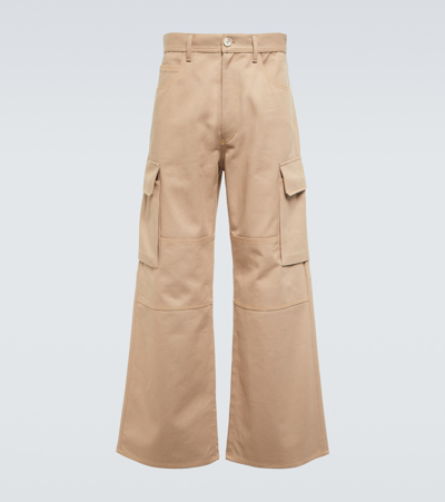 Marni Wide-leg Cotton Gabardine Cargo Pants In Khaki