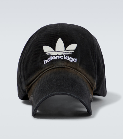 Balenciaga X Adidas Logo-embroidered Cut-out Cap In Black