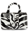 Attico Friday Mini Zebra-print Leather Tote Bag In White/black