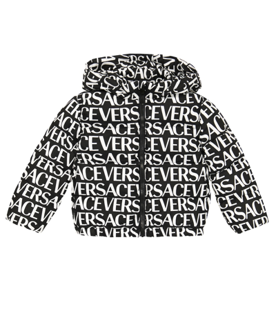 Versace Logo-print Zip-up Jacket In Black