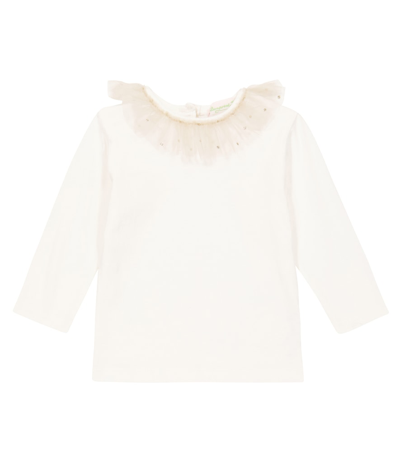 Bonpoint Baby Tiame Ruffle-collar Top In White