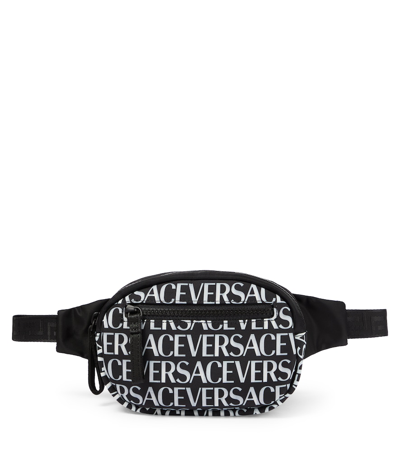 Versace Logo Belt Bag In Nero+bianco